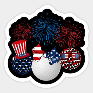 Golf American Flag Fireworks Sticker